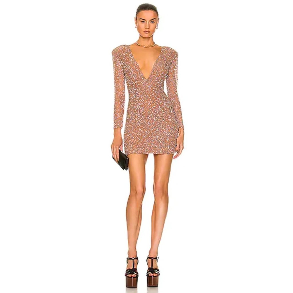 Retrofete Pamela Sequin Dress In Silver & Nude Womens New Womens Mini